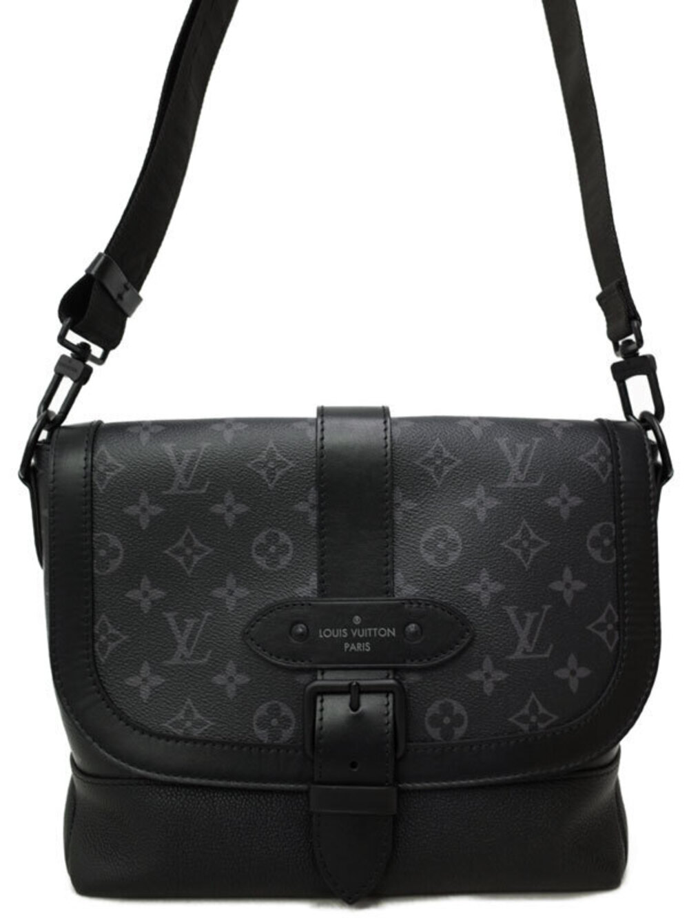 Louis Vuitton Monogram Eclipse Black Saumur Messenger Shoulder Bag